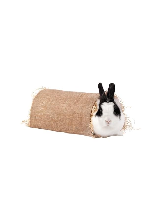 Hamster and Rabbit Tunnel Bed House, for Guinea Pigs Chinchillas Mat House Nest, Grass Sleep Hideaway Toy Hut - Straw Chinchilla Guinea Pig Nest - Little Pet Raffia Aisle (Large) - Image 1